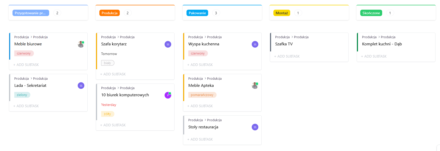 Production Management in ClickUp