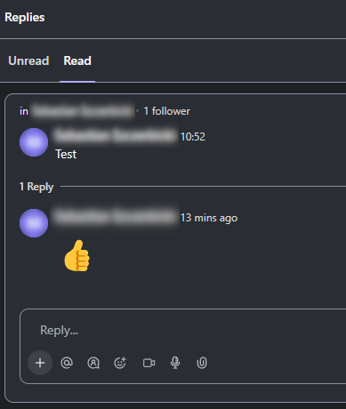 Replies tab Chat - ClickUp BeProductive