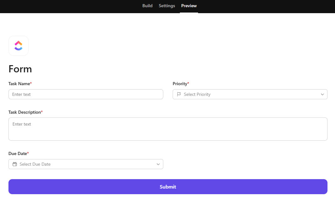 ClickUp Form View | BeProductive