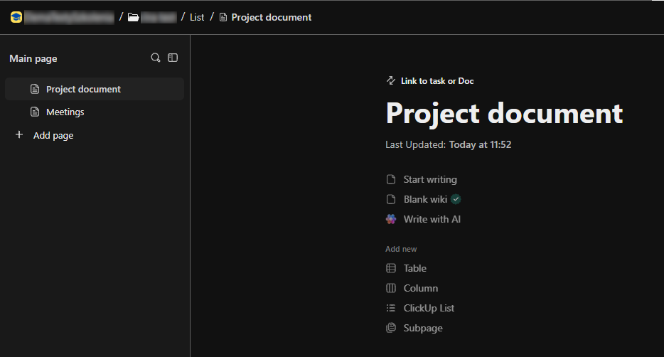ClickUp Doc View | BeProductive